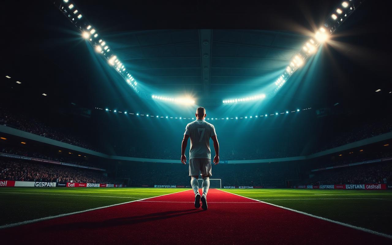 Athlete walking out into a packed stadium